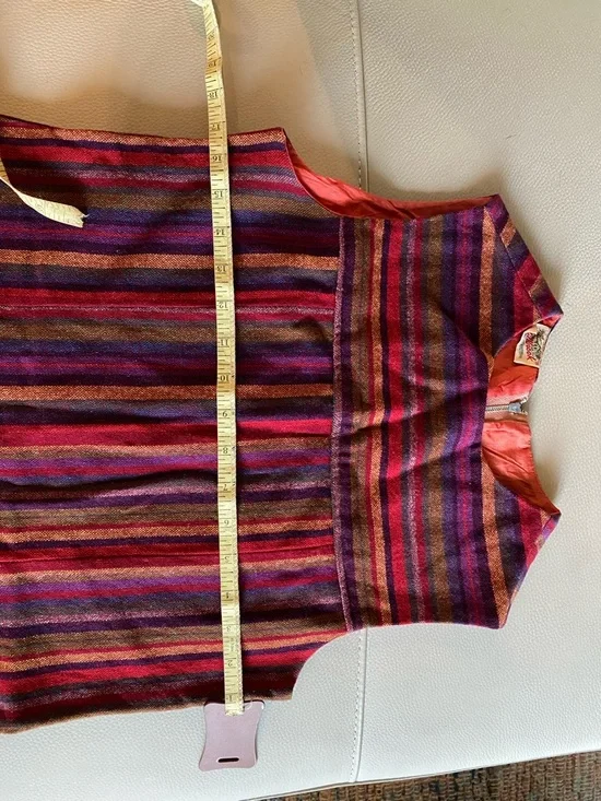 1960s Vintage Multicolor Striped Sleeveless Mini Dress - Red, Purple, Orange - Picture 5 of 7